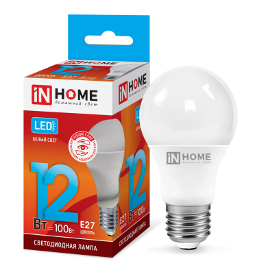 Лампа светодиодная LED-A60-VC 12 Вт 230 В Е27  4000К 1080 Лм IN home