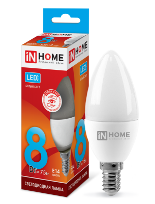 Лампа светодиодная LED-СВЕЧА-VC 8 Вт 230В E14 4000 К 600 Лм IN home
